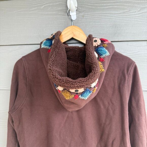 Lucky brand y2k boho embroidered Sherpa hooded sweater - Picture 4 of 5
